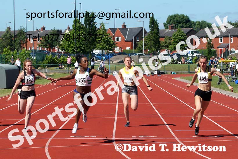 Senior womens 100 metres , 2021 Northern Senior and Under-20s Champs., Leigh. Photo: David T. Hewitson/Sports for All Pics
